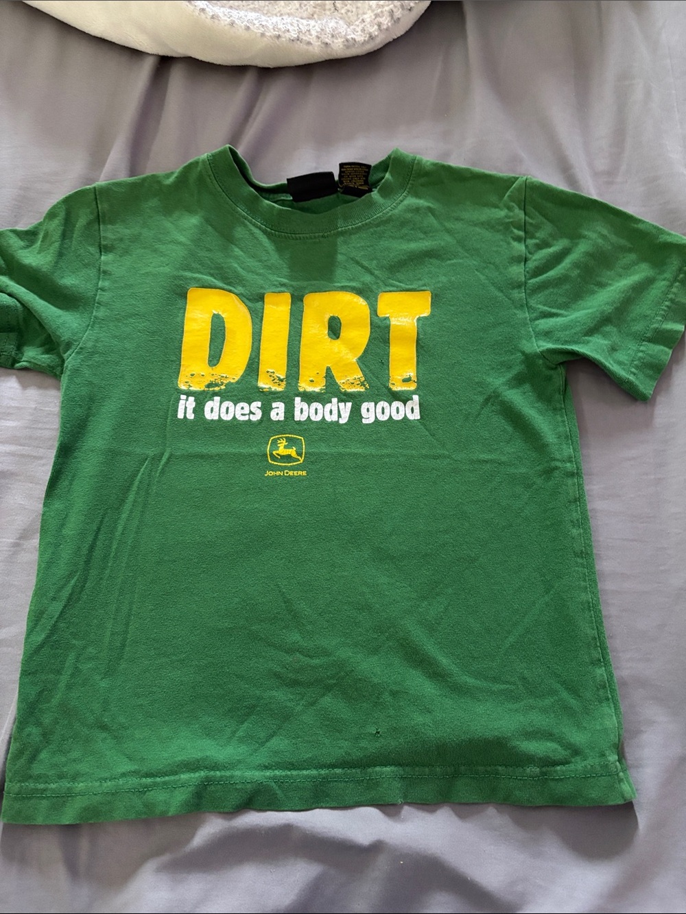 John Deere Green Tee with Yellow 'DIRT' Graphic